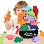 Wooden Balance Blocks Toys For Children Animal Dinosaur Building Stacking High Board Games Wood Montessori Toy Boys Kids Gift - Imagem 17