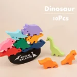 Wooden Balance Blocks Toys For Children Animal Dinosaur Building Stacking High Board Games Wood Montessori Toy Boys Kids Gift - Imagem 8